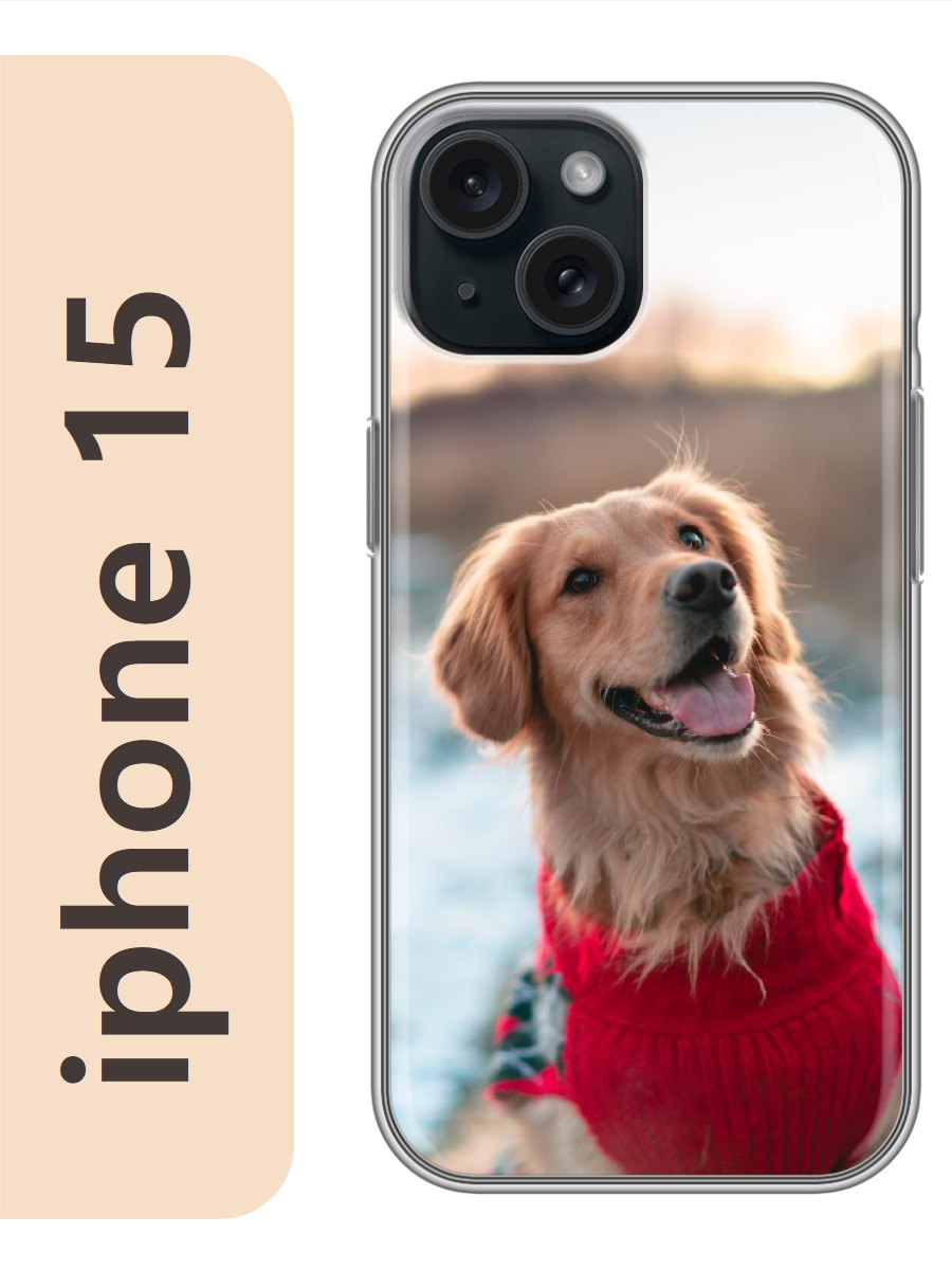 

Чехол на Apple Iphone 15 ретривер в кофте 834, Прозрачный, Iph15dogs