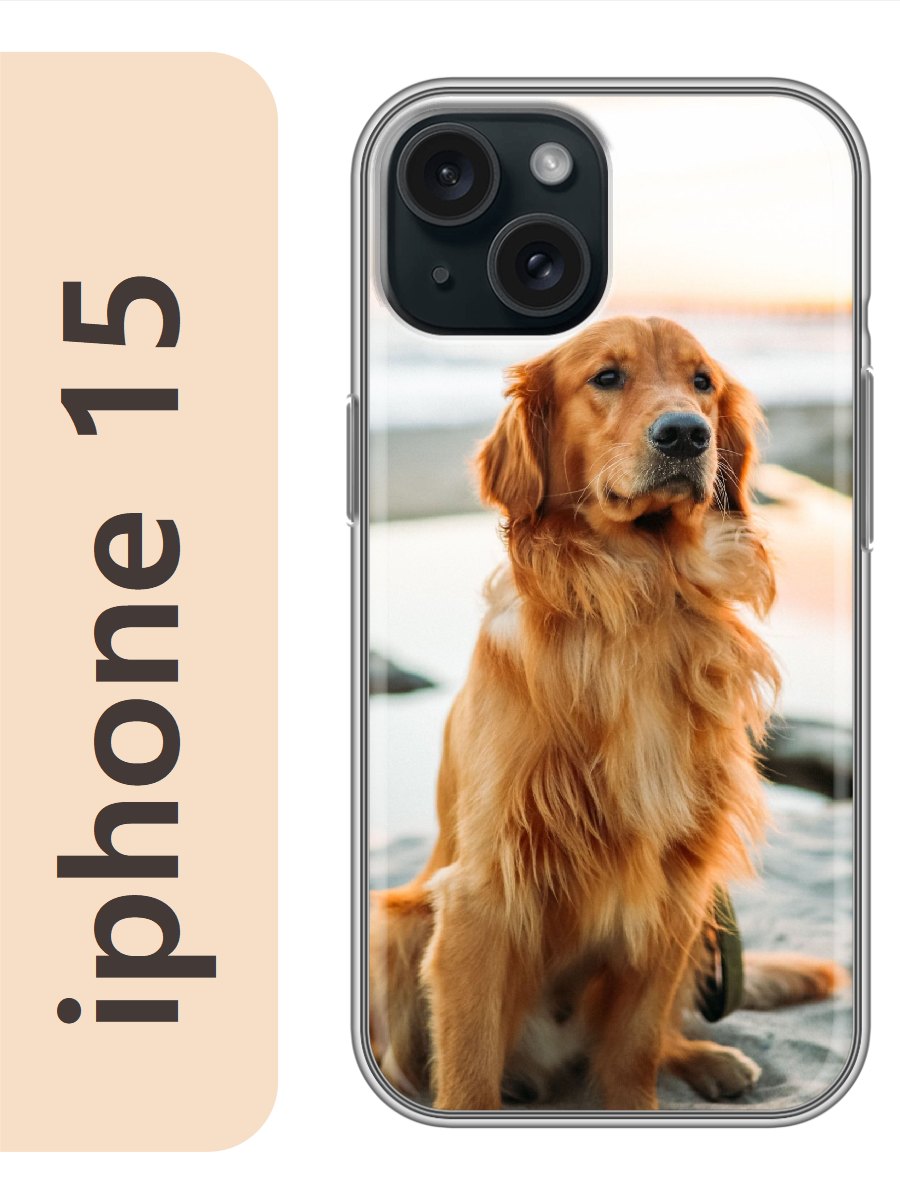 

Чехол на Apple Iphone 15 ретривер на пляже 832, Прозрачный, Iph15dogs