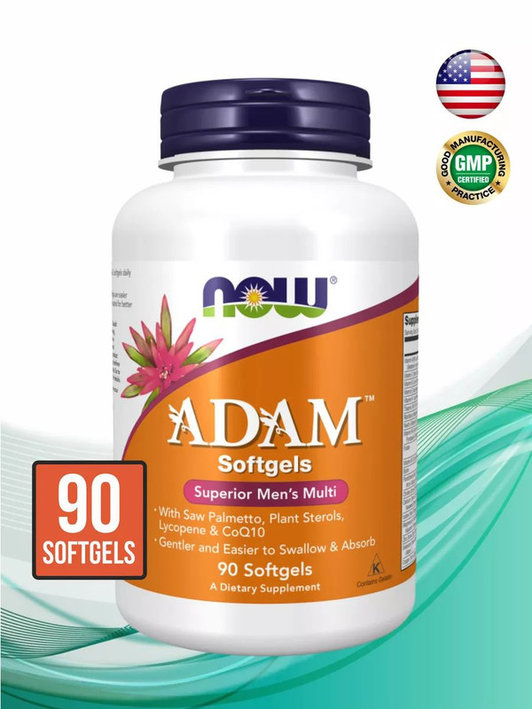 

Мультивитамины Now Adam Softgels, для мужчин, 90 капсул, Adam Softgels