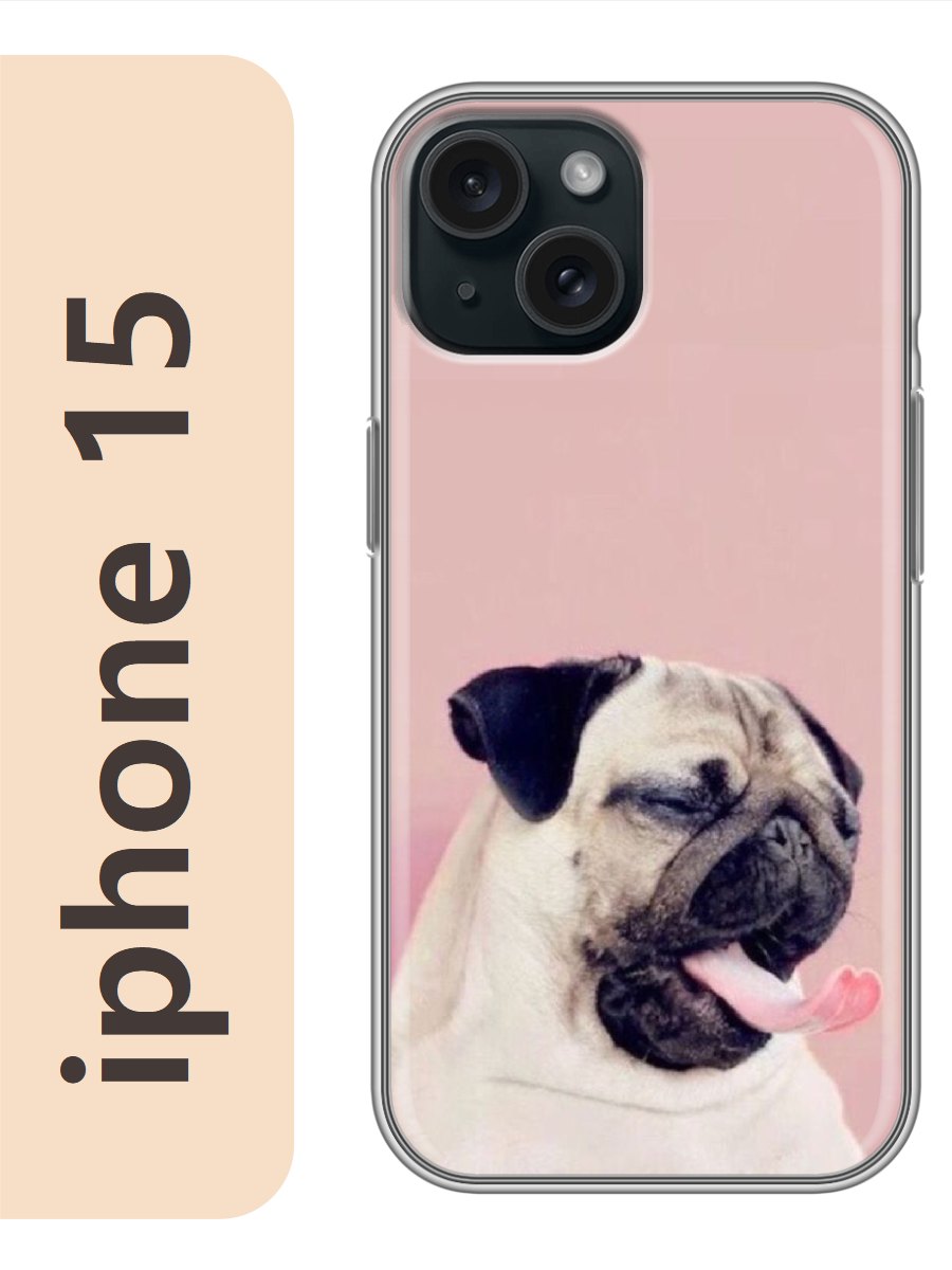 

Чехол на Apple Iphone 15 мопс зевает 825, Iph15dogs