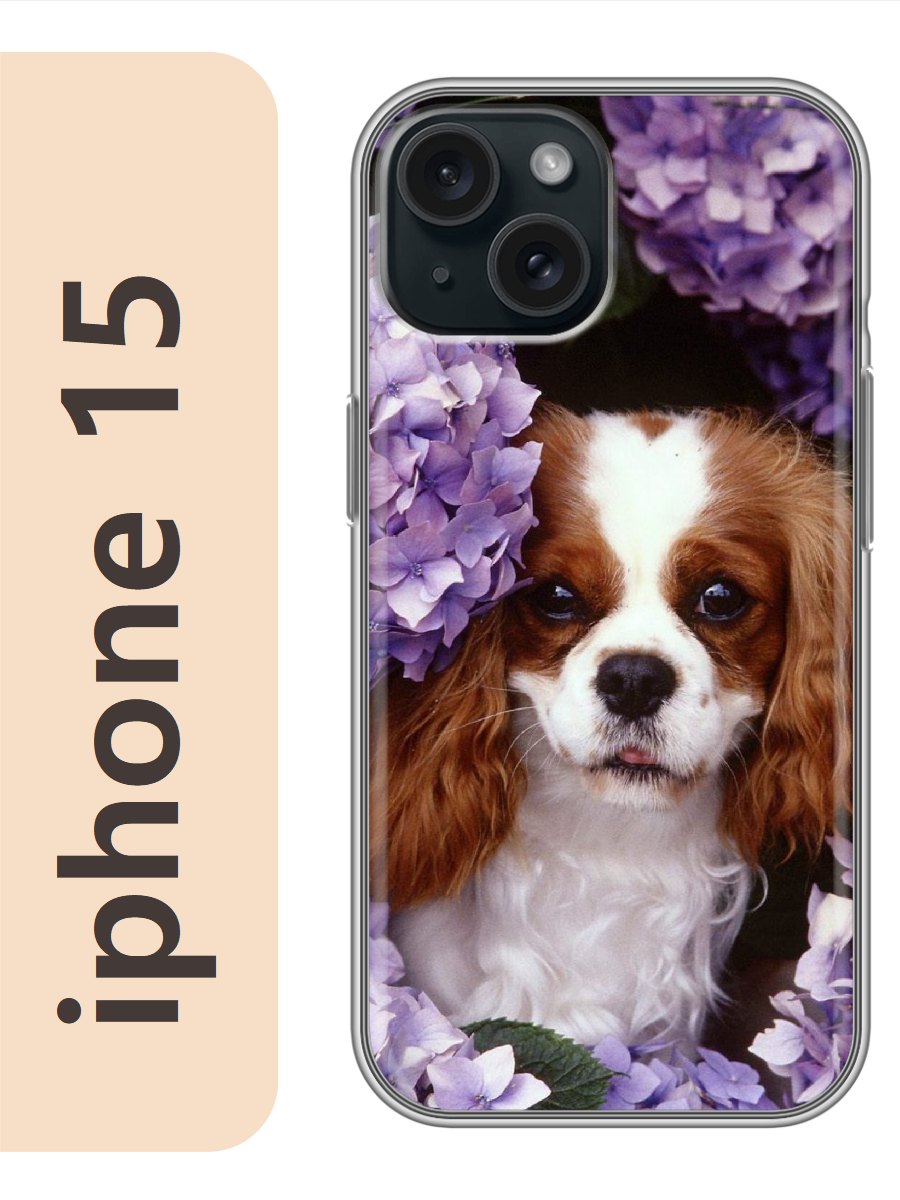 

Чехол на Apple Iphone 15 спаниель в цветах 817, Прозрачный, Iph15dogs