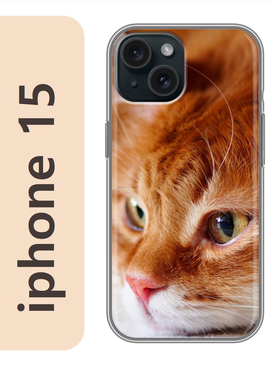 

Чехол на Apple Iphone 15 рыжий кот 783, Прозрачный, Iph15cat2