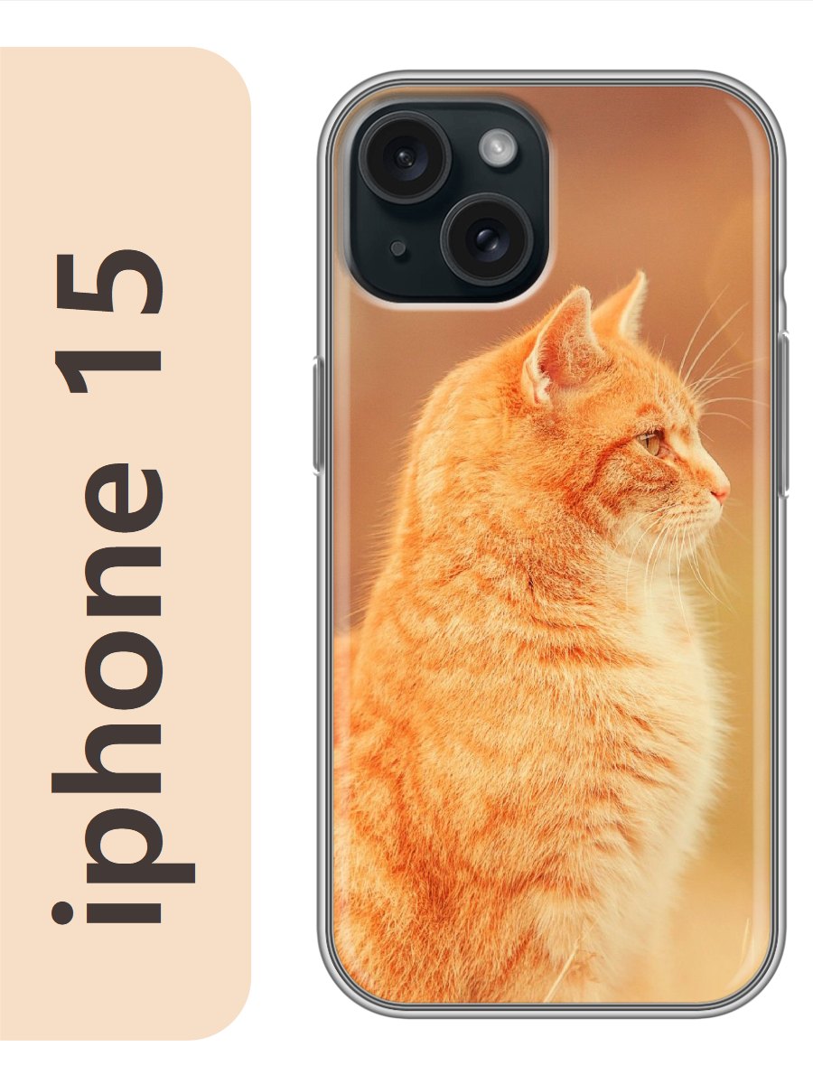 

Чехол на Apple Iphone 15 рыжий кот 780, Прозрачный, Iph15cat2