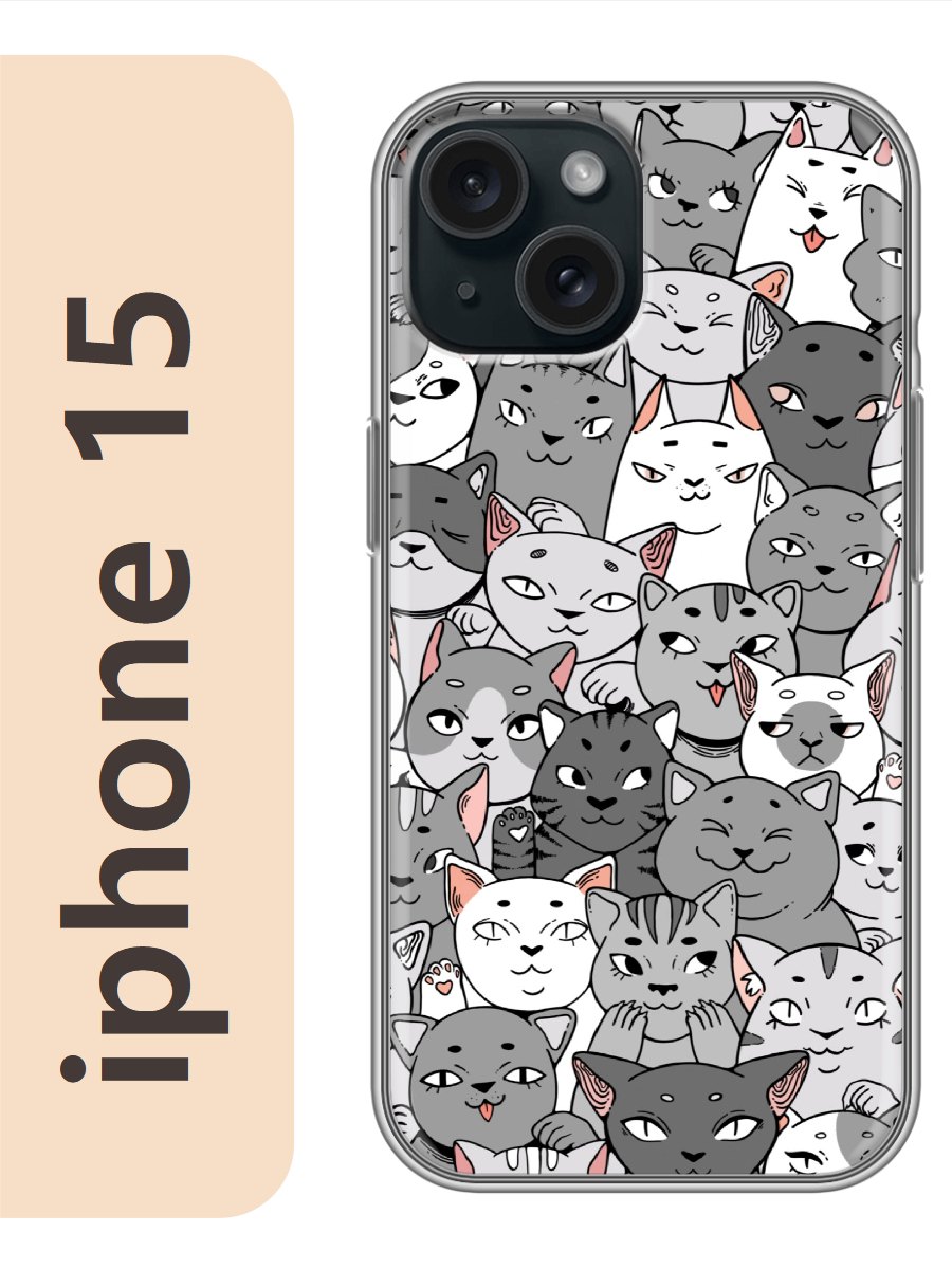 

Чехол на Apple Iphone 15 серые коты 777, Iph15cat2