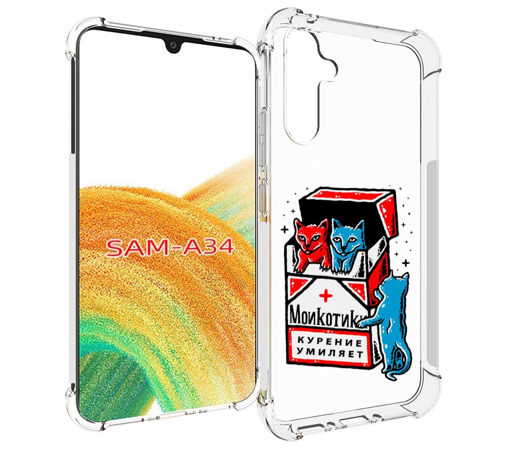 

Чехол MyPads красно-синие-коты для Samsung Galaxy A34, Tocco