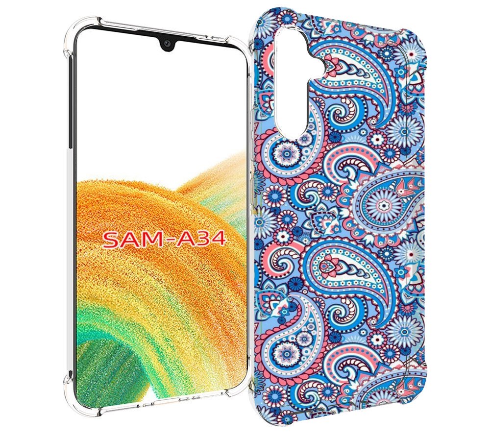 

Чехол MyPads красивый голубой арнамент для Samsung Galaxy A34, Tocco