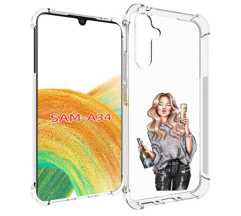 

Чехол MyPads красивая-любительница-шампанского женский для Samsung Galaxy A34, Tocco