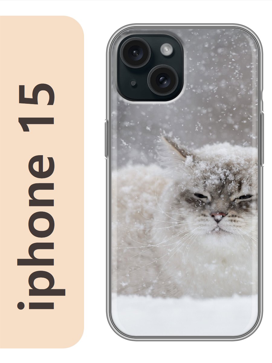 

Чехол на Apple Iphone 15 кот в снегу 758, Прозрачный, Iph15cats