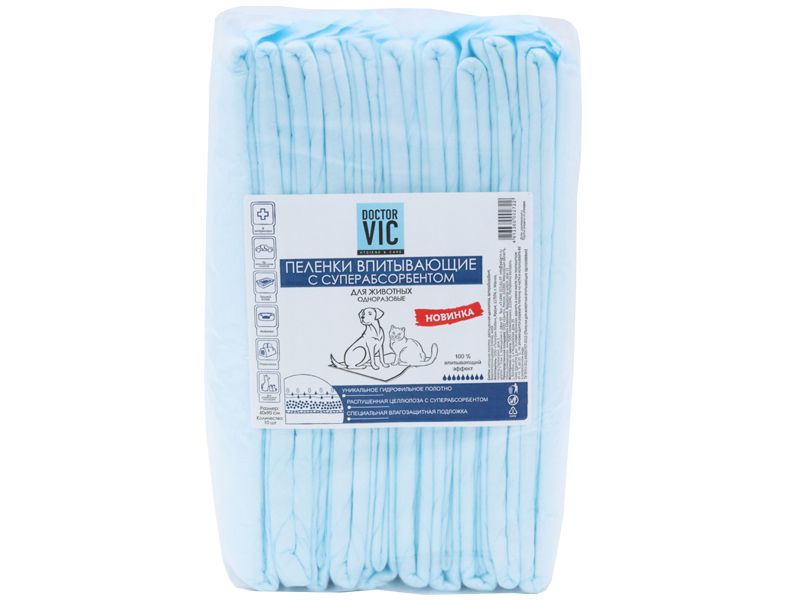 

Пеленки для кошек и собак одноразовые Doctor VIC 60 x 40 см, 14 шт