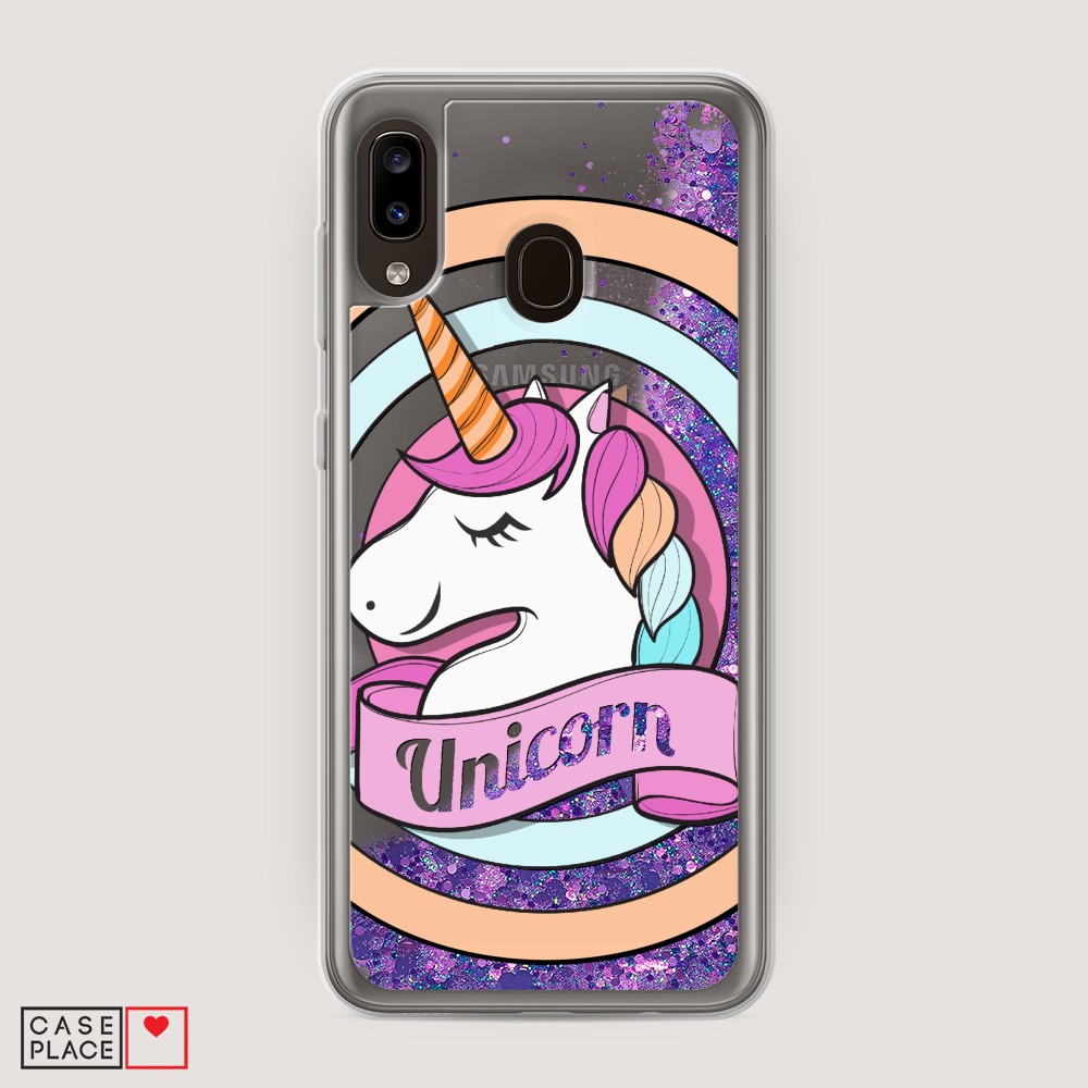 

Жидкий чехол с блестками "Unicorn зефирный" на Samsung Galaxy A20, 27692-1