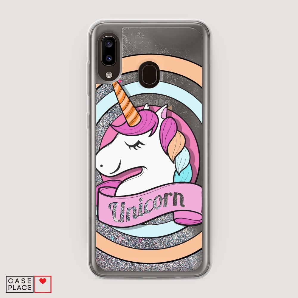 

Жидкий чехол с блестками "Unicorn зефирный" на Samsung Galaxy A20, 27691-1