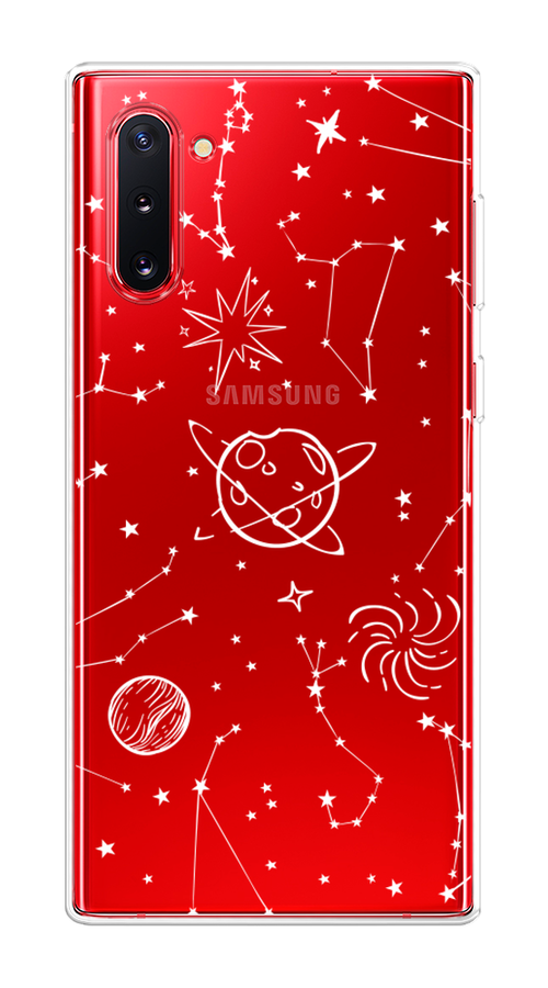 

Чехол на Samsung Galaxy Note 10 "Планеты в космосе", Белый, 28650-2