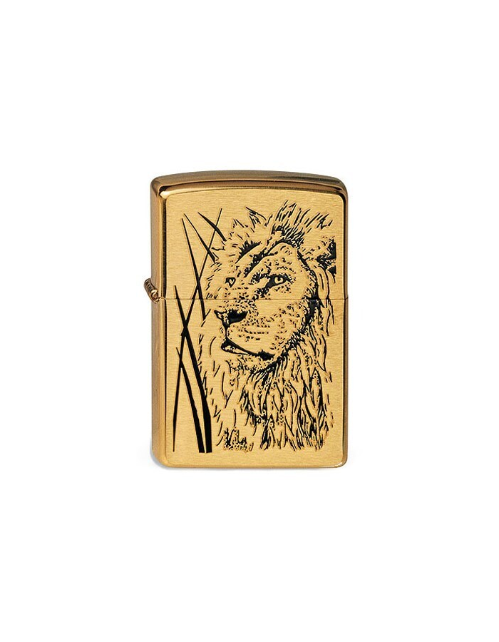 

Зажигалка ZIPPO Proud Lion, с покрытием Brushed Brass, латунь/сталь, золотистая, Золотистый;черный, Proud Lion