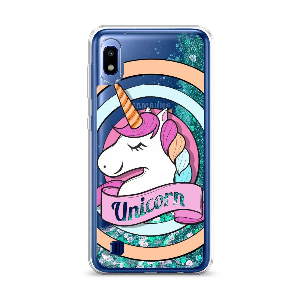 

Жидкий чехол с блестками "Unicorn зефирный" на Samsung Galaxy A10