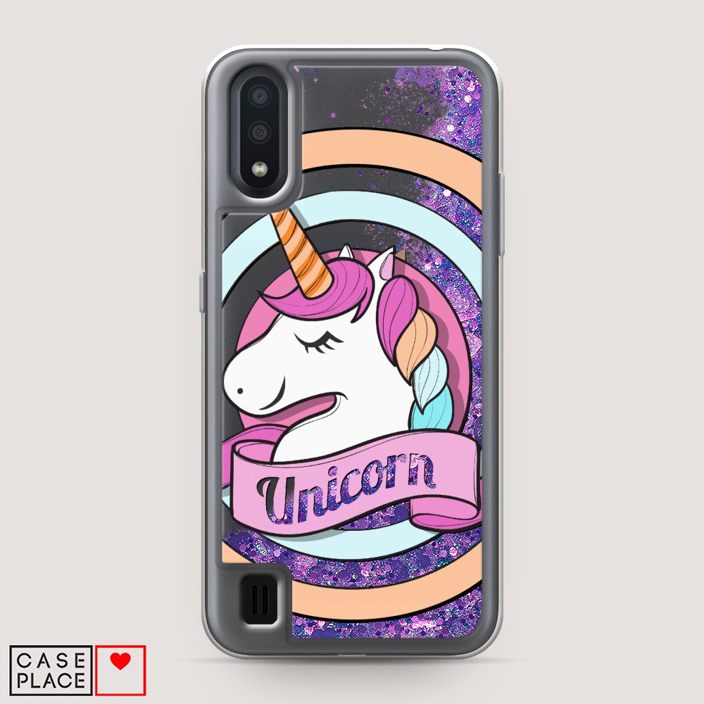 

Жидкий чехол с блестками "Unicorn зефирный" на Samsung Galaxy A01, 29592-1
