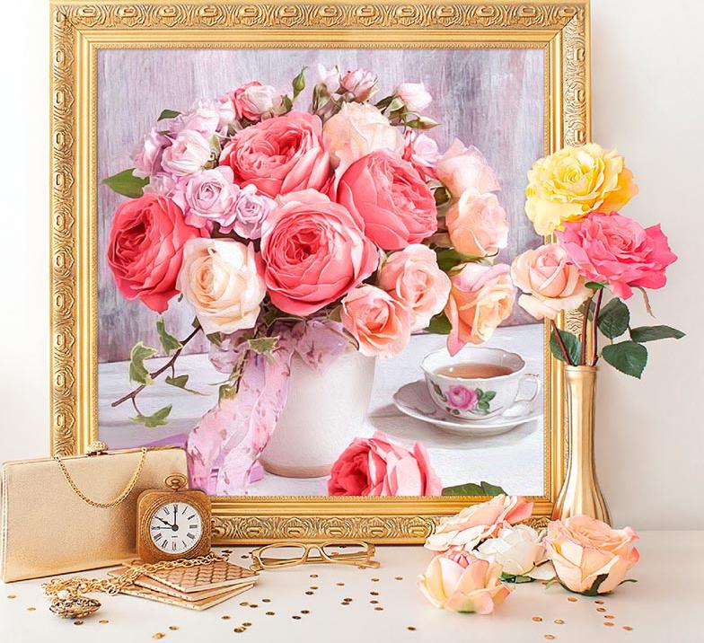 

Алмазная вышивка Алмазная Живопись «Пионы и розы»