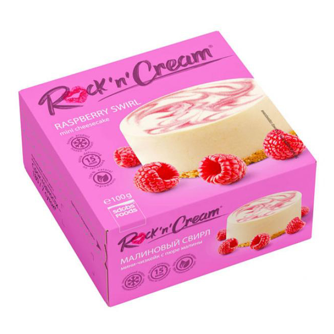 

Пирожное Rock'n'Cream Мини чизкейк Малиновый свирл замороженный 100 г