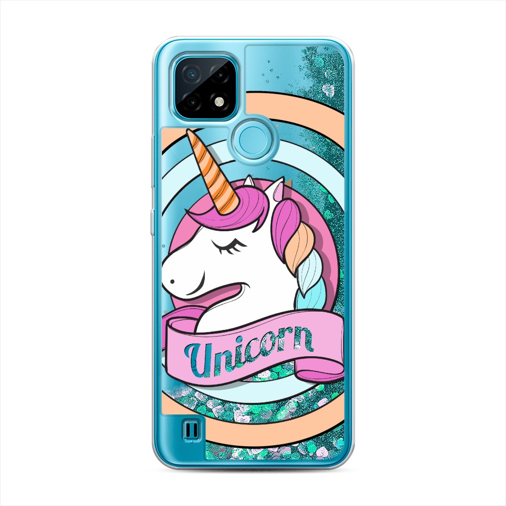 

Жидкий чехол с блестками "Unicorn зефирный" на Realme C21