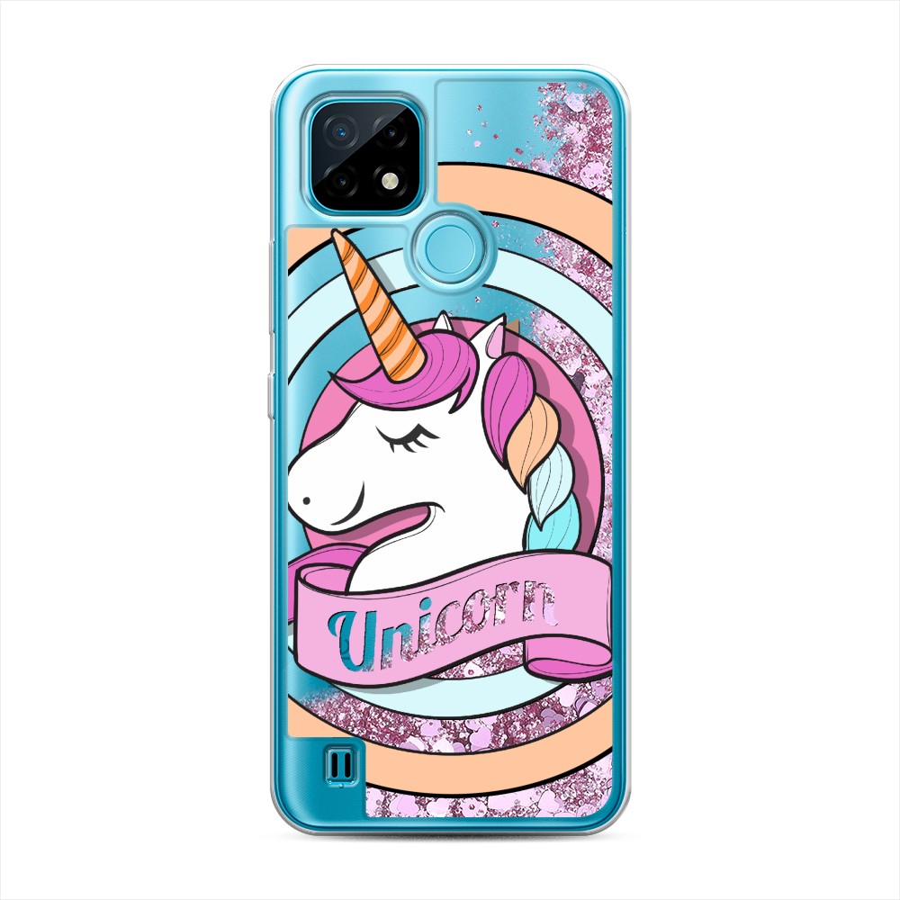 

Жидкий чехол с блестками "Unicorn зефирный" на Realme C21, 254994-1