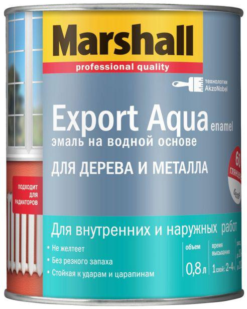 

MARSHALL Export Aqua enamel эмаль для дерева и металла белая глянцевая (0,8л), Белый