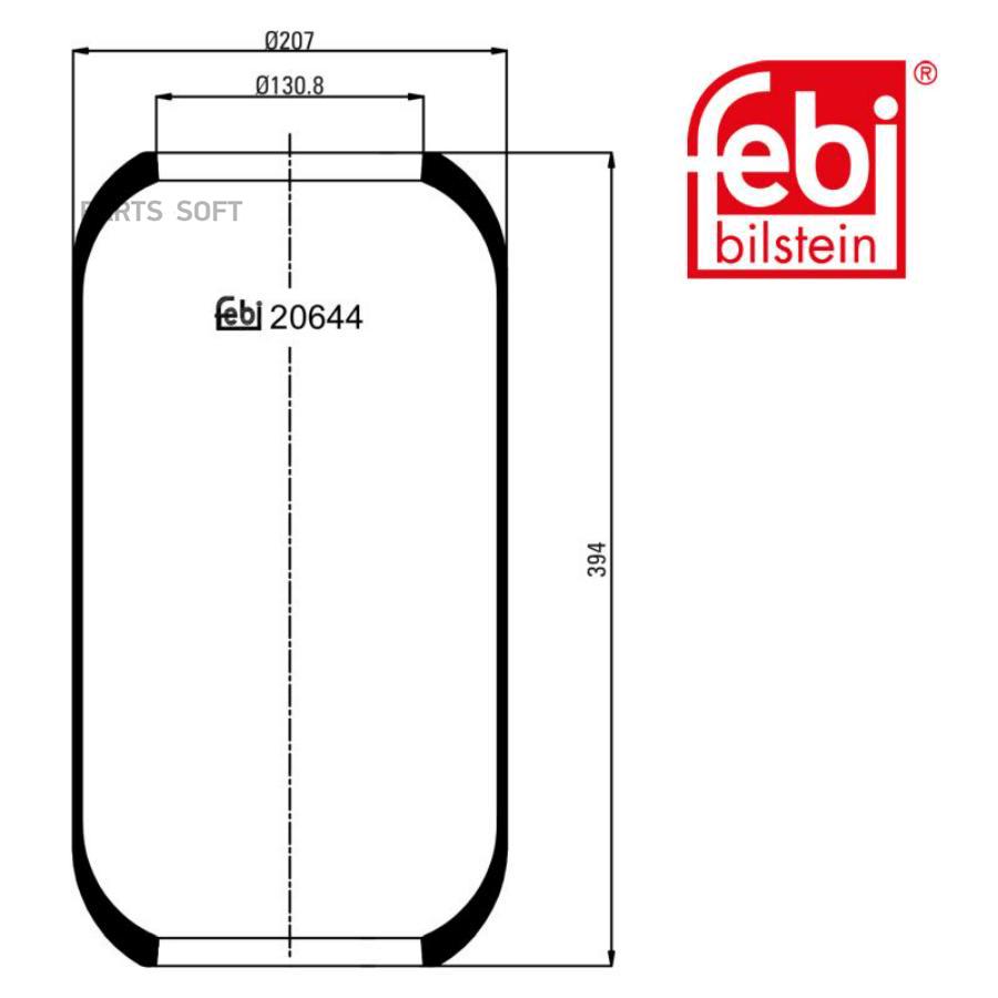 

FEBI 20644F_пневмоподушка !644N цил 394-210-130.8/130.8 \Omn BPW/Fruehauf/Kogel/MAN/Volvo/, 20644
