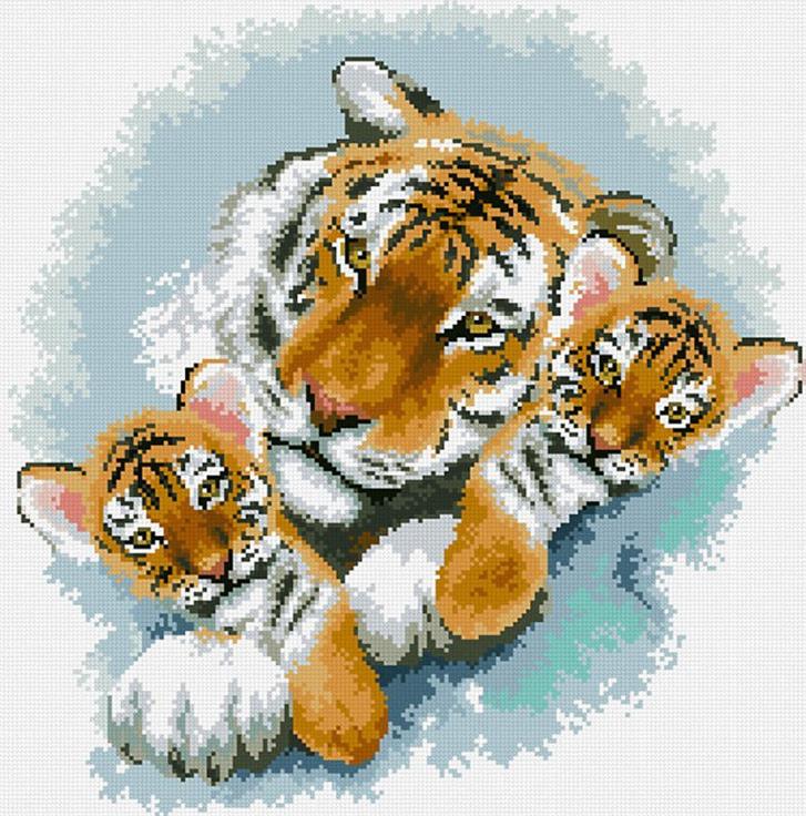 Алмазная вышивка Паутинка «Тигриная семейка»