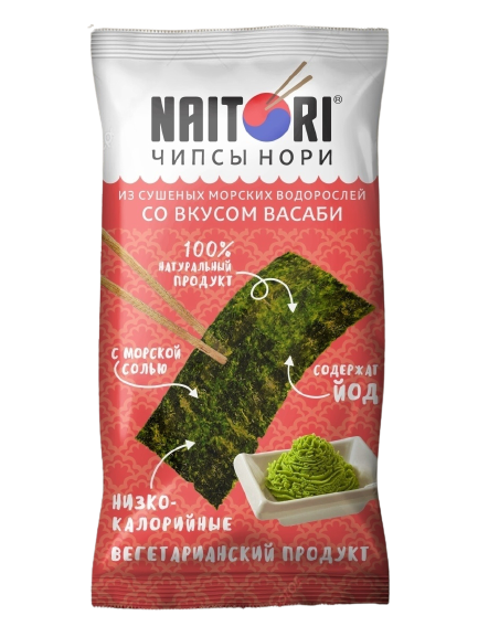 

Чипсы из нори Naitori сушеные пластинки со вкусом васаби 3 г