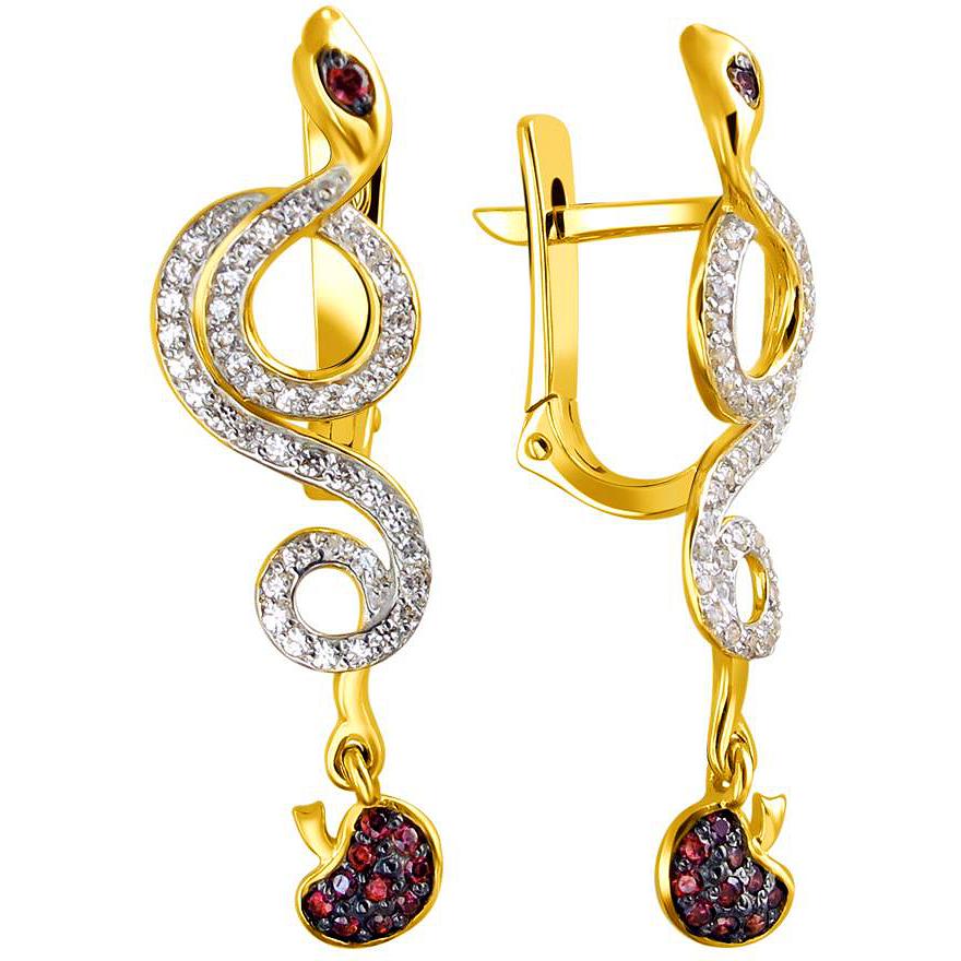

Серьги женские из золота Эстет 01С2311538-1, фианит/swarovski, 01С2311538-1