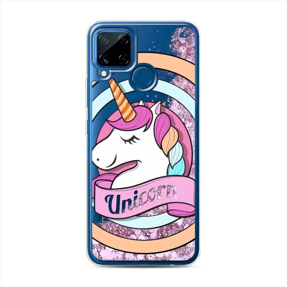 

Жидкий чехол с блестками "Unicorn зефирный" на Realme C15, 255094-1