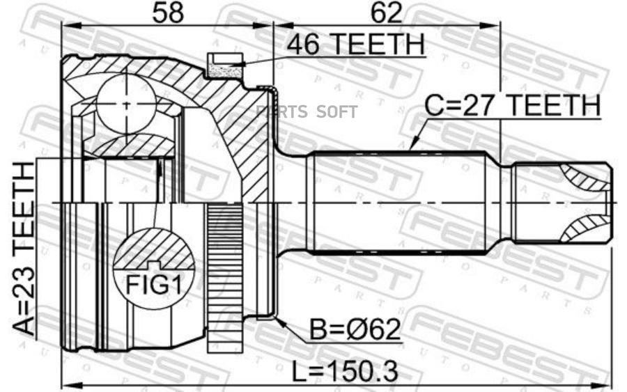 

FEBEST Шрус наружный 23x64.5x27, 1210CRE16A46