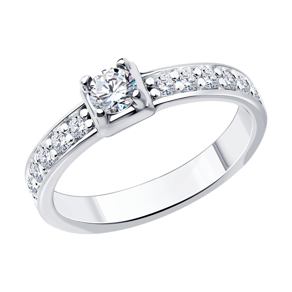 Кольцо из серебра с фианитом р. 19,5 Diamant 94-110-01553-1
