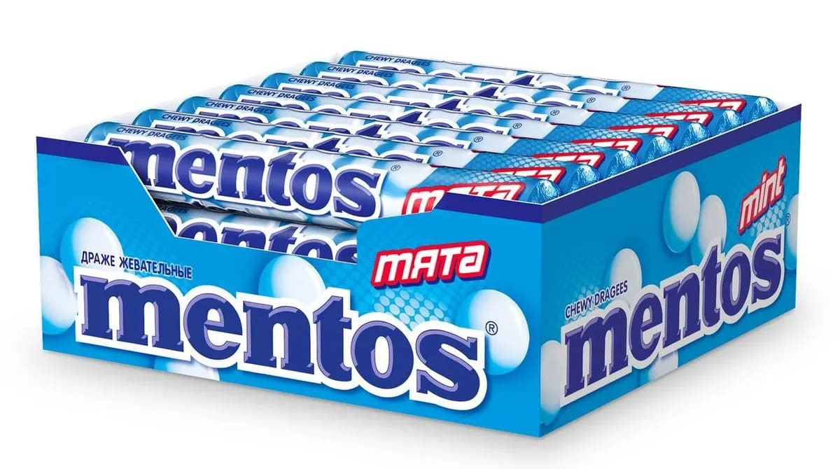 Драже жевательные Mentos мята 38 г x 24 шт