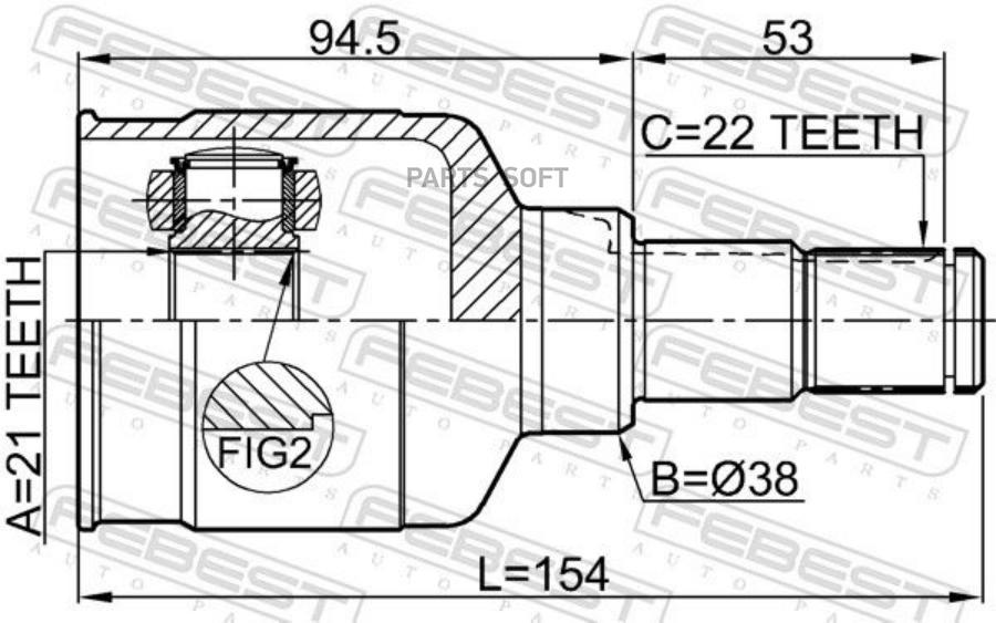 

FEBEST ШРУС внутренний 21x38x22 SUZUKI LIANA 2001-2008 0711-RH416, 0711RH416