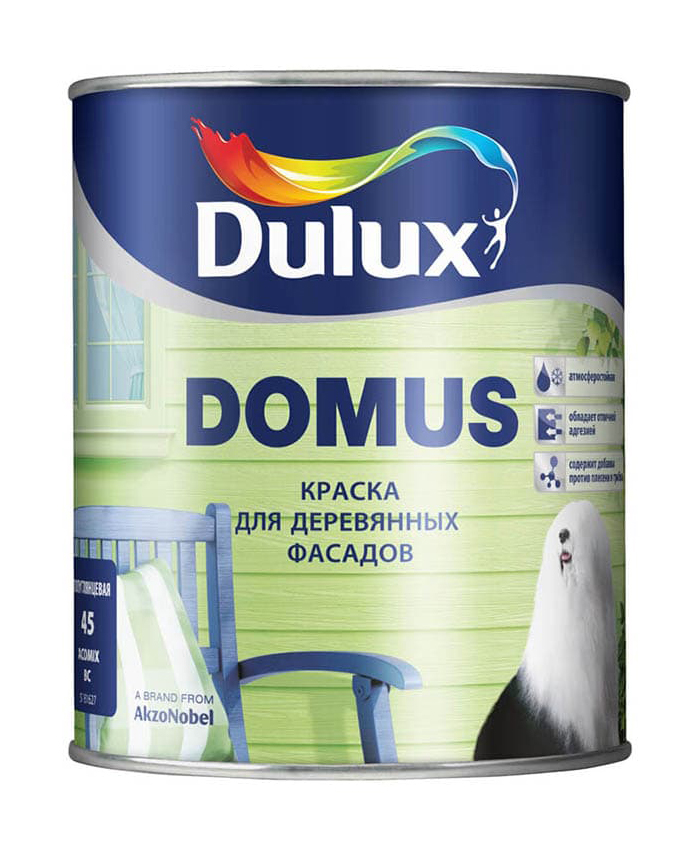 фото Краска для деревянных фасадов масляно-алкидная dulux domus полуглянцевая база bw 10л