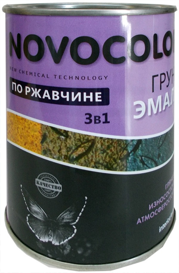 фото Новоколор грунт-эмаль 3 в 1 для металла по ржавчине шоколадная глянцевая (1кг) норма