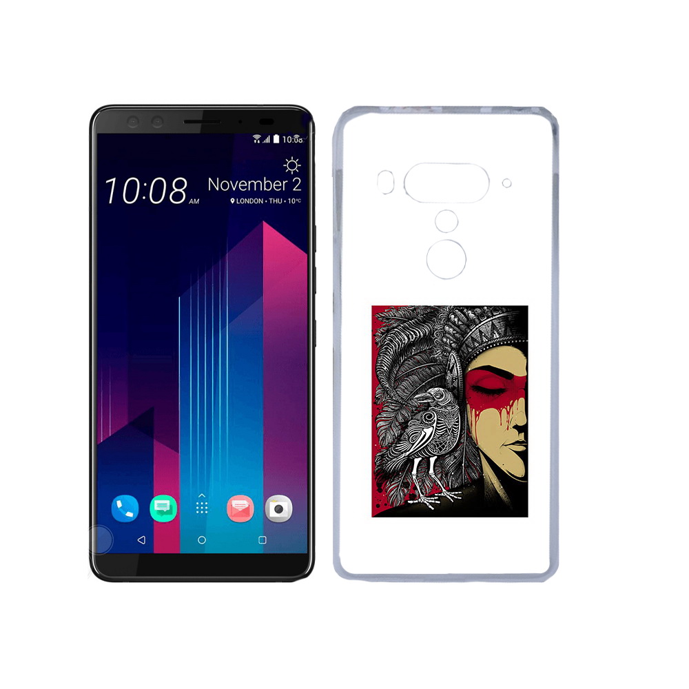 

Чехол MyPads Tocco для HTC U12+ девушка с вороном в абстракции, Прозрачный, Tocco