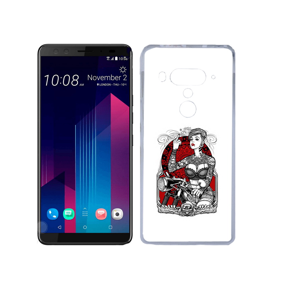 Чехол MyPads Tocco для HTC U12+ девушка на мотоцикле