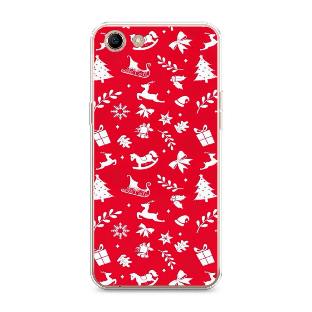 

Чехол для Oppo A83 "Красный новогодний фон", Красный;белый, 250150-5