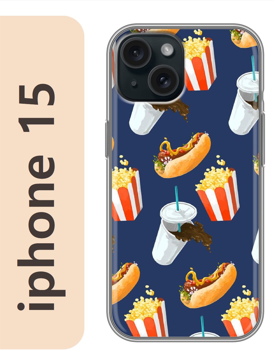 

Чехол на Apple Iphone 15 фастфуд 468, Прозрачный, Iph15food