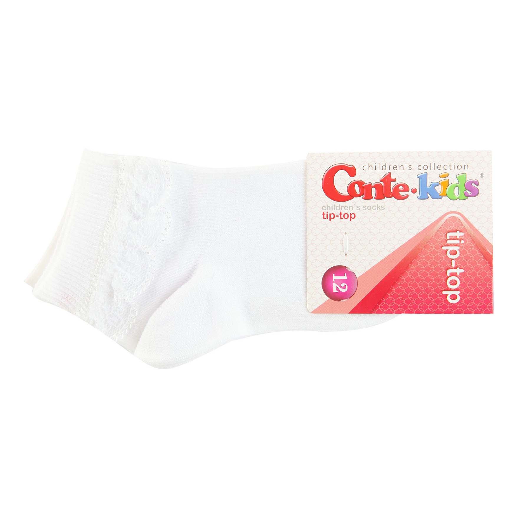 

Носки детские Conte-Kids Tip-top хлопок с кружевной лентой белые р 20