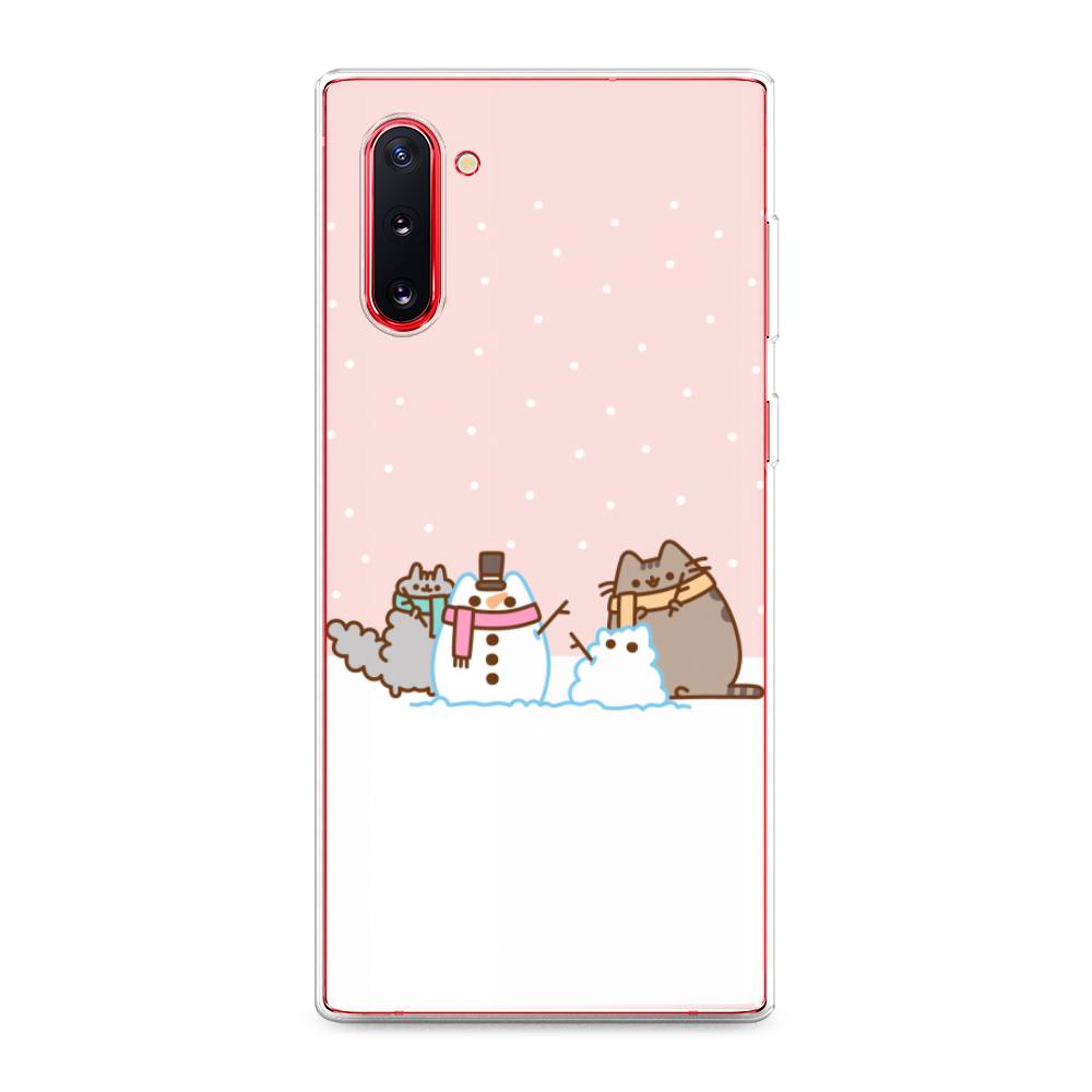 

Чехол на Samsung Galaxy Note 10 "Котики в снегу", Розовый;белый;серый, 28650-5