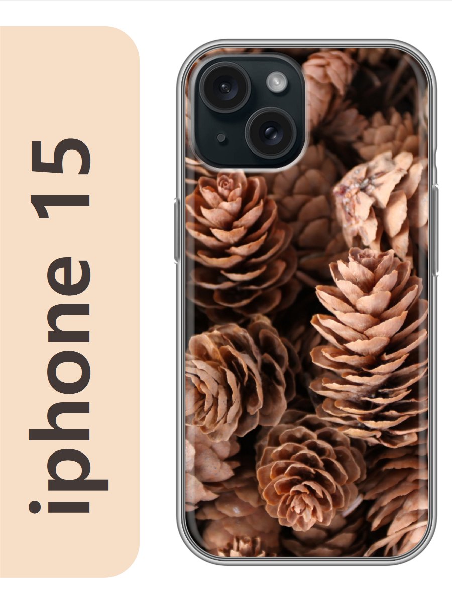 

Чехол на Apple Iphone 15 шишки 452, Прозрачный, Iph15newy