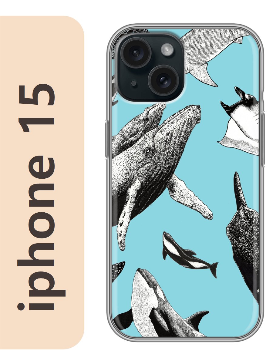 

Чехол на Apple Iphone 15 кит касатка 439, Прозрачный, Iph15fone