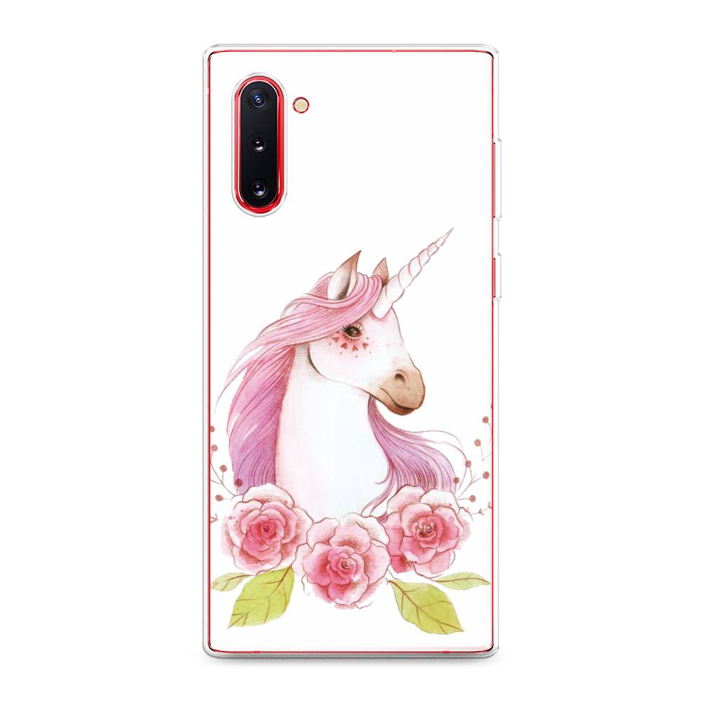 

Чехол на Samsung Galaxy Note 10 "Единорог цветы", Белый;розовый;серый, 28650-1