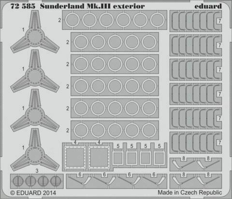

Фототравление Eduard 72585 Sunderland Mk.III экстерьер 1/72