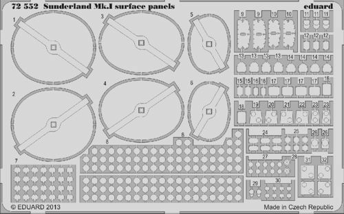 

Фототравление Eduard 72552 Sunderland Mk.I surface panels 1/72