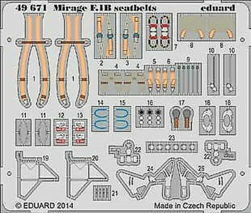 

Фототравление Eduard 49671 Mirage F.1B ремни безопасности 1/48, Цветной