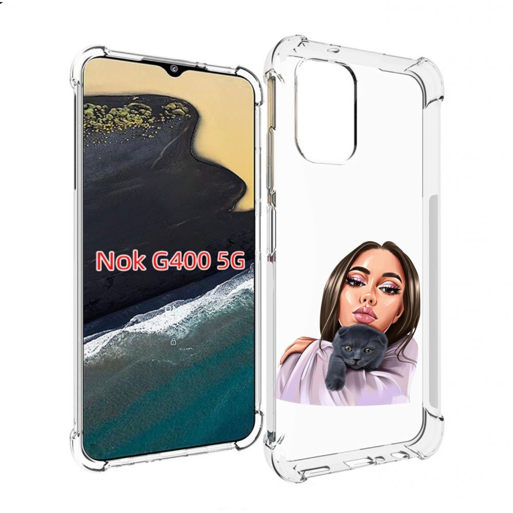 

Чехол MyPads нарисованная-девушка-с-котом женский для Nokia G400 5G, Прозрачный, Tocco
