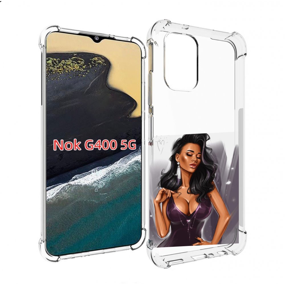 

Чехол MyPads нарисованная-девушка-в-фиолетовом-платье женский для Nokia G400 5G, Прозрачный, Tocco