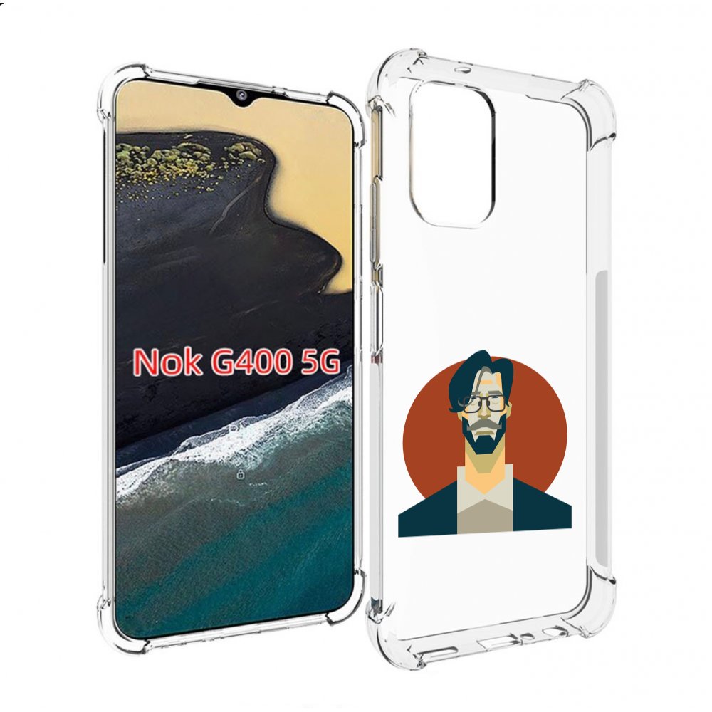Чехол MyPads мужичек-в-очках для Nokia G400 5G